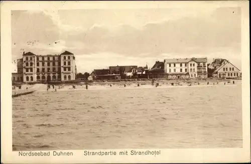 Ak Nordseebad Duhnen Cuxhaven, Strand, Strandhotel