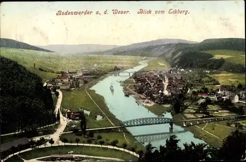 Ak Bodenwerder an der Weser, Blick vom Eckberg