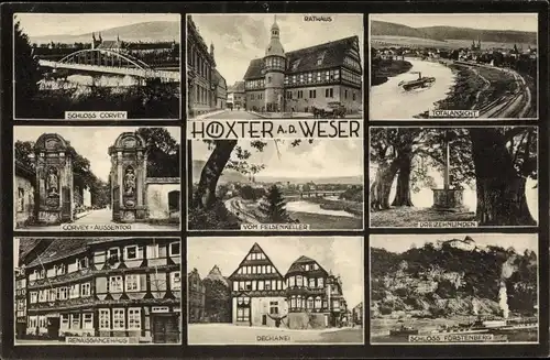 Ak Höxter an der Weser, Rathaus, Corvey, Schloss Fürstenberg, Dechanei, Dreizehnunden