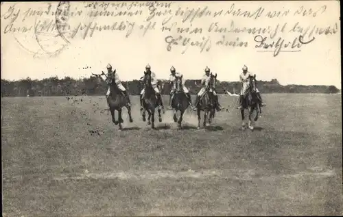 Ak Berittene Soldaten im Galopp