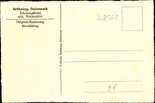 Künstler Ak Gröbming Steiermark, Erholungsheim, Kampspitze