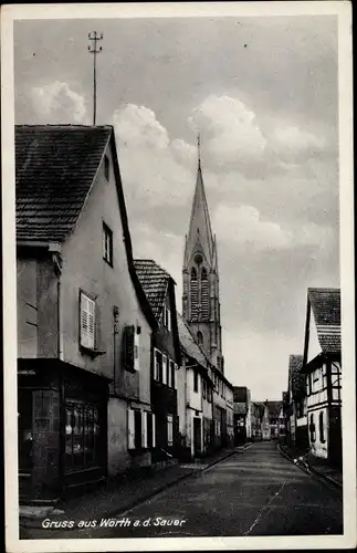 Ak Wœrth sur Sauer Woerth Wörth an der Sauer Elsass Bas Rhin, Straßenpartie