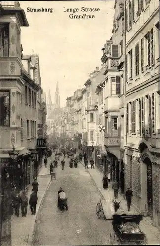 Ak Strasbourg Straßburg Elsass Bas Rhin, Lange Straße