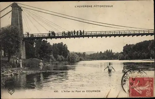 Ak Cournon Puy de Dôme, L'Allier au Pont, Brücke