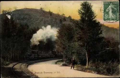 Ak Puy de Dôme, Route du Tramway, Berg, Straßenbahn