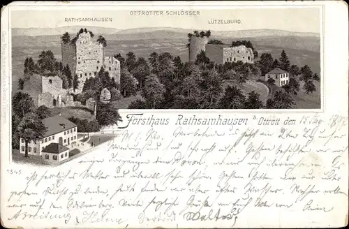 Litho Ottrott Elsass Bas Rhin, Forsthaus Rathsamhausen, Schloss Lützelburg