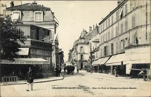 Ak Charenton Saint Maurice Hauts de Seine, Rue du Pont, Rampe rue Saint Mandé