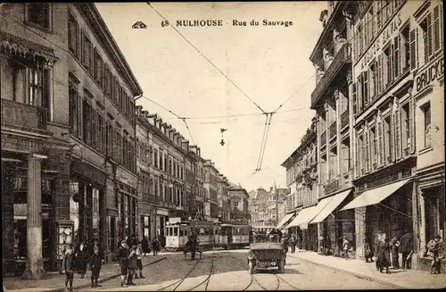Ak Mulhouse Mülhausen Elsass Haut Rhin, Rue du Sauvage