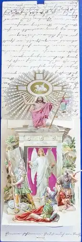 Mechanische Litho Glückwunsch Ostern, Jesus, Wiederauferstehung, Engel