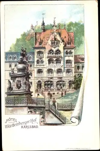 Litho Karlovy Vary Karlsbad Stadt, Hotel Württemberger Hof
