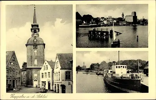 Ak Kappeln an der Schlei, Nicolaikirche, Dampfer