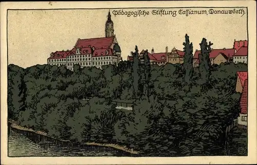 Steindruck Ak Donauwörth im Landkreis Donau Ries, Pädagogische Stiftung Cassianum