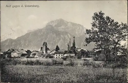 Ak Anif in Salzburg, Blick auf den Ort gegen Untersberg