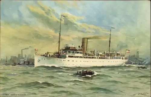 Künstler Ak Stöwer, Willy, Turbinenschnelldampfer Cobra, HAPAG Seebäderdienst