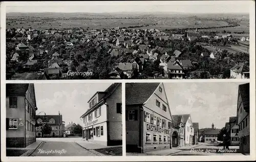 Ak Gerlingen Stuttgart in Württemberg, Gasthaus zur Krone, Hauptstraße, Partie beim Rathaus