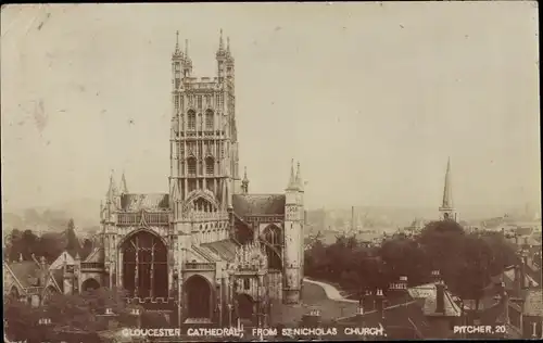 Ak Gloucester South West England, Cathedral from St Nicholas Church