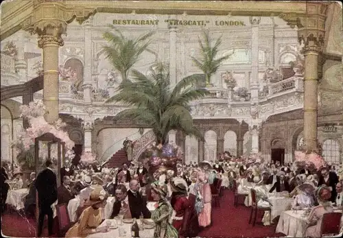 Ak London City England, Restaurant Frascati, Interior View