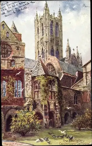 Künstler Ak Flower, Charles, Canterbury Kent England, Cathedral, The Bapistery