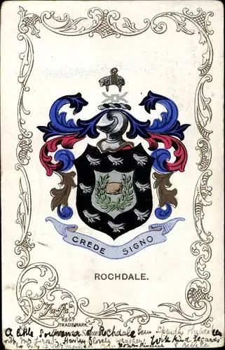 Wappen Ak Rochdale North West England, Crede Signo