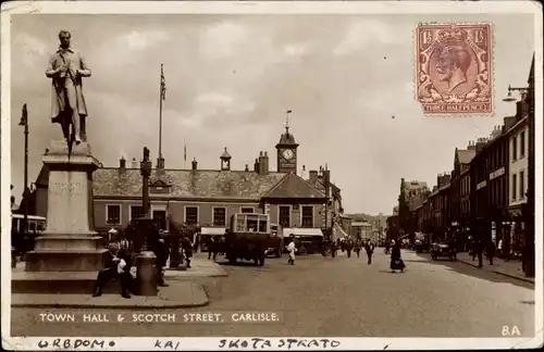 Ak Carlisle North West England,Town Hall and Scotch Street