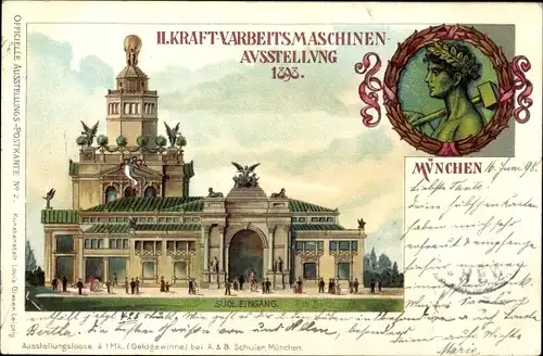 Litho München Bayern, II. Kraft und Arbeitsmaschinenausstellung 1898