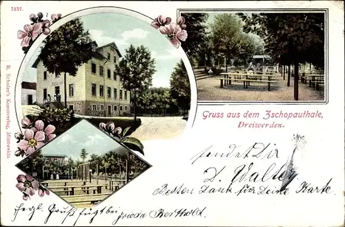 Ak Dreiwerden Rossau Mittelsachsen, Zschopautal, Gasthaus, Gartenpartie