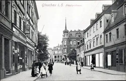 Ak Glauchau an der Zwickauer Mulde in Sachsen, Leipzigerstraße, Anwohner