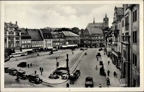 Ak Mittweida in Sachsen, Markt, Vogelschau