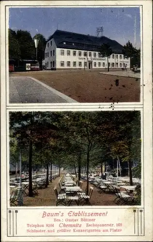 Ak Chemnitz Sachsen, Baum's Etablissement, Gartenpartie, Zschopauerstraße 169