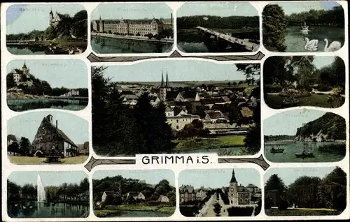 Ak Grimma in Sachsen, Gattersburg, Hanenstein, Leipziger Straße