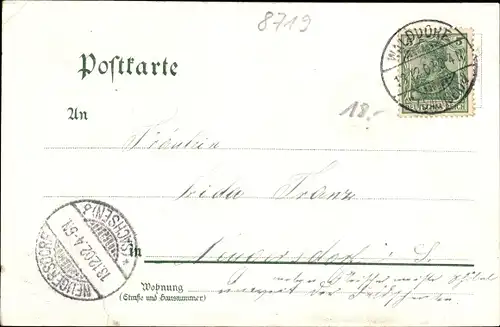 Litho Walddorf Kottmar in der Oberlausitz, Kottmarberg, Pfarrwohnung, Schule, Turnhalle
