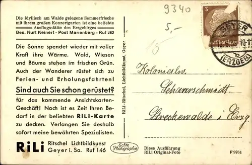 Ak Marienberg im Erzgebirge Sachsen, Schindelbachmühle, Inh. Kurt Keinert