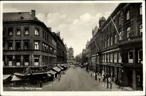 Ak Chemnitz Sachsen, Königstraße, Geschäfte