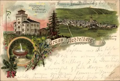 Litho Oberwiesenthal im Erzgebirge Sachsen, Unterkunftshaus, Fichtelberg