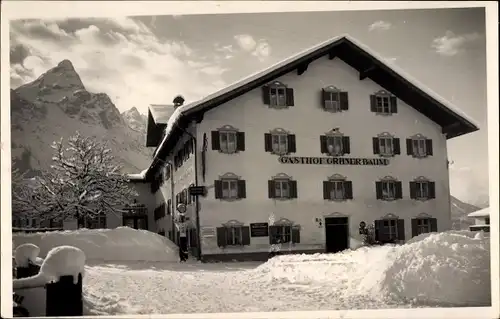 Ak Ehrwald Tirol, Gasthof Grüner Baum