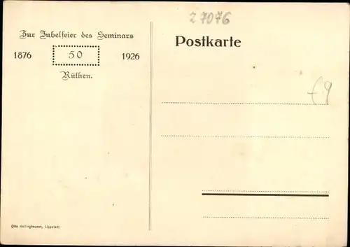 Ak Rüthen in Westfalen, Zur Jubelfeier d. Seminars, 50 Jahre, 1876- 1926