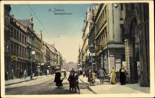 Ak St. Johann Saarbrücken im Saarland, Bahnhofstraße
