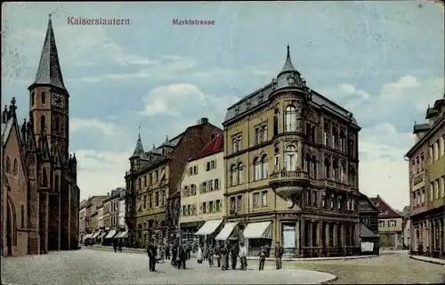 Ak Kaiserslautern in Rheinland Pfalz, Marktstraße, Kirche