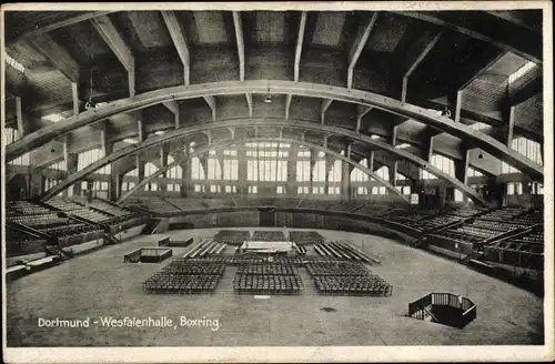 Ak Dortmund im Ruhrgebiet, Westfalenhalle, Boxring, Innenansicht