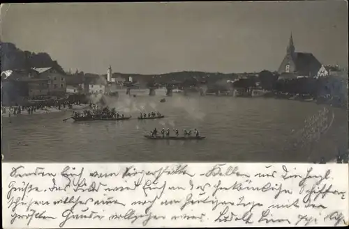 Foto Ak Laufen Salzach im Berchtesgadener Land, Festlichkeiten, Hist. Kostüme, Gewehrsalven