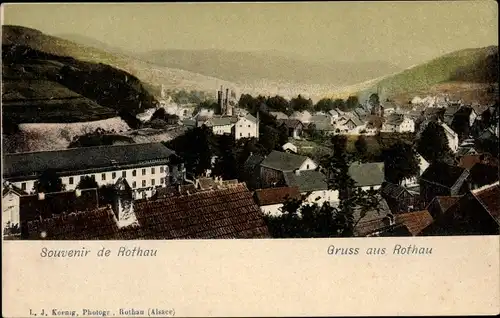 Ak Rothau Bas Rhin, Blick über die Dächer der Stadt, Wohnhäuser, Fabrik