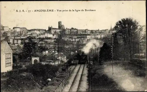 Ak Angoulême Charente, Ligne de Bordeaux, Eisenbahnstrecke, Dampflokomotive, Stadtpanorama