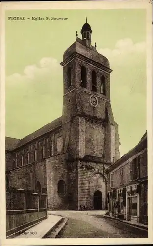 Ak Figeac Lot, L'Eglise St. Sauveur, Blick auf die Kirche