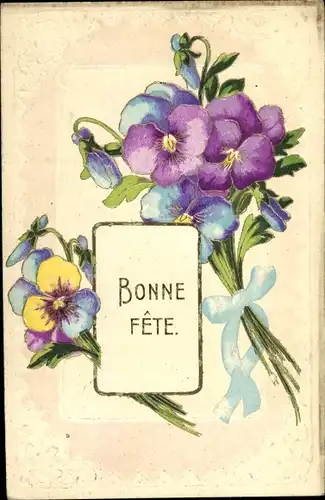 Präge Ak Bonne Fête, Glückwunsch Geburtstag, Blumen