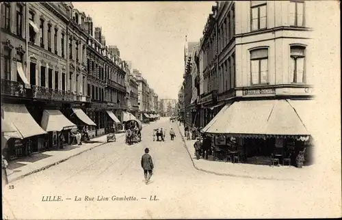 Ak Lille Nord, La Rue Léon Gambetta, Teinturerie, Straßenansicht, Levy & Fils 13