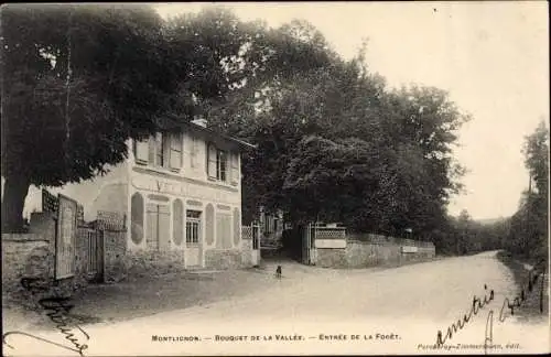 Ak Montlignon Val d'Oise, Bouquet de la Vallée, entrée de la Foret, Vel Autogare