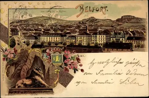 Litho Belfort Territoire de Belfort, Vue générale, Totalansicht, Löwendenkmal