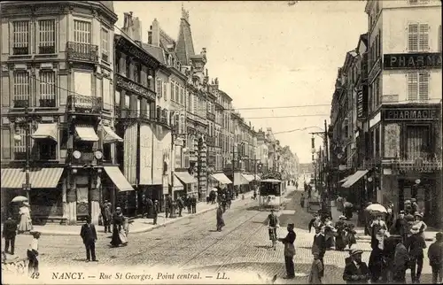 Ak Nancy Meurthe et Moselle Lothringen, Rue St. Georges, Point central