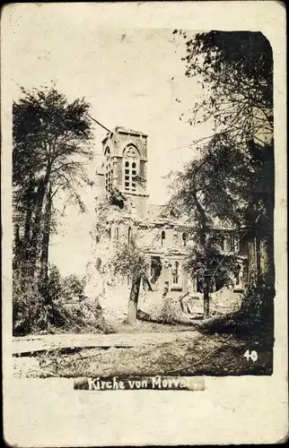 Foto Ak Morval Pas de Calais, Ruine der Kirche, Kriegszerstörungen I. WK