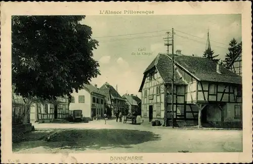 Ak Dannemarie Dammerkirch Elsass Haut Rhin, Café de la Carpe, Straßenpartie